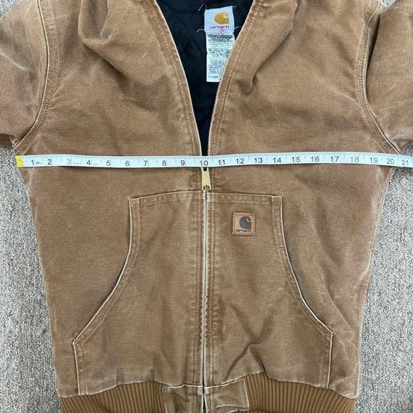 Carhartt Youth Large 14/16 Brown Jacket Hooded Flannel Lined Coat Broken In - Picture 5 of 7